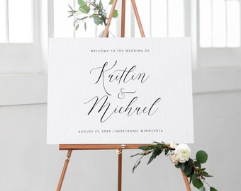 Editable Color Wedding Welcome Sign | Bridal Shower | Wedding Sign Template | Templett | Modern Calligraphy | 3 sizes - KKMOD1