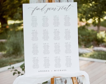 Classic Seating Chart Template Poster | Wedding Seating Plan | Modern Romantic Wedding | Templett Editable Download | 18x24, 24x36, 16x20