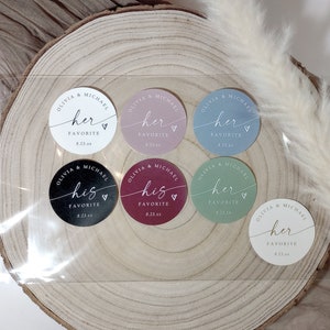 Personalized Wedding Favor Stickers: His & Hers Candy Bag Labels