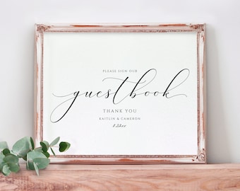 Printable Guestbook Sign | Editable Color | Printable Wedding Signs | Splendid Calligraphy | Editable Templett - Download PDF 2 Sizes