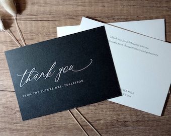 Personalized Calligraphy Thank You Cards: Modern Bridal Shower Notes
