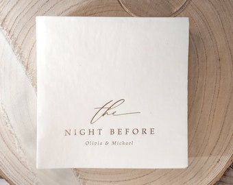 Gold Foil Rehearsal Dinner Napkins: Personalized 'The Night Before'