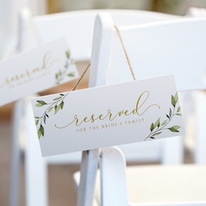 Ethereal Aquarell Greenery Hochzeit reserviert Schild Vorlage (Zelt) | Druckbare reservierte Karte | Hochzeit Sitzmöbel | Templett - Download PDF