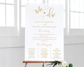 Wedding Program Sign Poster Size (Gold) | 18x24 & 24x36 | Wedding Poster Program | Edit Online Templett - Download PDF |  Bounce Calligraphy