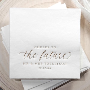 Personalized Gold Foil Engagement Party Napkins: Bridal Shower Decor