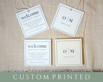 Hotel Welcome Bag Tags, Wedding Gift Bag Tag, Minimal Welcome Tag, Set of Printed Welcome Tags for Hotel Guests, Simple Elegant Tags