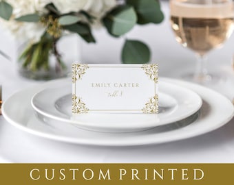 Elegant Gold Place Cards | Printed Place Cards | Personalized Wedding Place Cards | Name Cards | Custom Printing for Place Cards