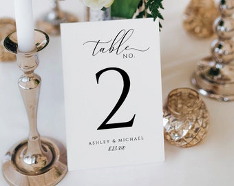 Black (or ANY COLOR) Wedding Table Numbers Template (4x6) | Printable Table Numbers | Vintage Script | Edit Online in Templett - PDF 4x6