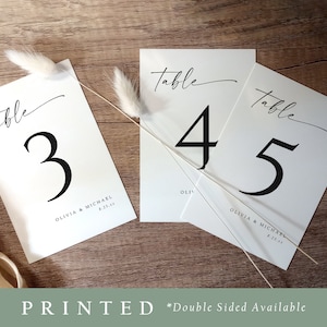 4x6 PRINTED Table Numbers Table Cards Wedding Table Card Double Sided Table Numbers Wed Table Card Printing Minimalist imagem 2