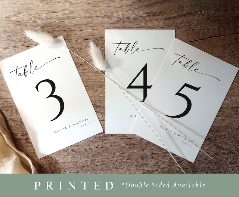 4x6 PRINTED Table Numbers Table Cards Wedding Table Card Double Sided Table Numbers Wed Table Card Printing Minimalist image 2