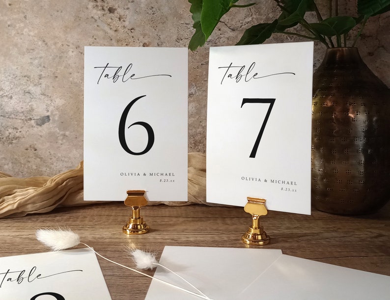 4x6 PRINTED Table Numbers Table Cards Wedding Table Card Double Sided Table Numbers Wed Table Card Printing Minimalist imagem 3