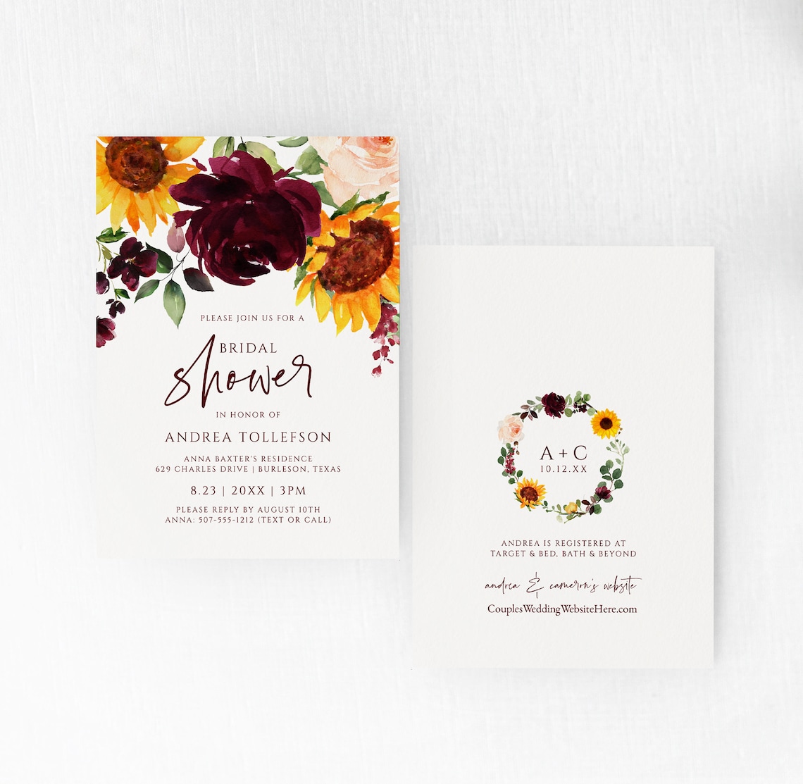 Fall Bridal Shower Invitation Template Fall Wedding Shower image 2