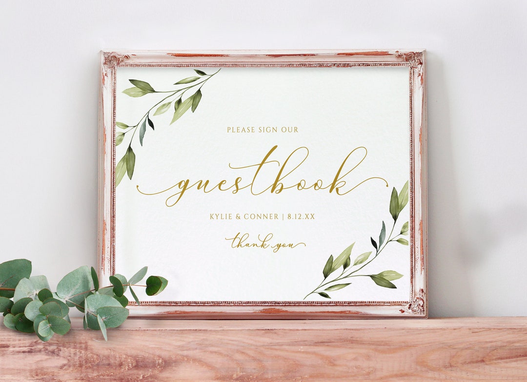Wedding Sign Template | Printable Guestbook Sign | Ethereal Greenery ...