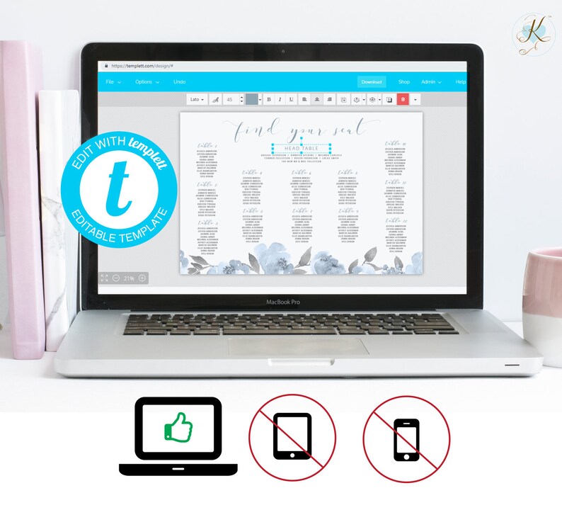 Table Number Seating Chart Template Poster 24 X 36 Wedding Etsy