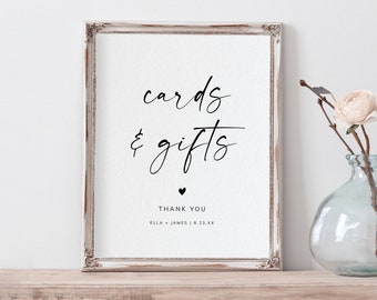 Wedding Sign Template | Printable Wedding Sign | Cards & Gifts Sign | Minimalist Handwriting | Editable Templett - Download PDF 2 Sizes