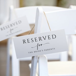 Elegant Minimalist Wedding Reserved Card | Hanging Reserved Chair Sign | Wedding Reserved Cards | EDITABLE Templett - Download PDF