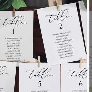 Sjabloon tafelindeling luxe bruiloft | Prachtig script | Afdrukbare zitkaarten | Plattegrond | Bewerkbare kleur | Templett - pdf downloaden