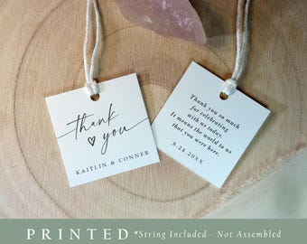 Modern Thank You Favor Tags | Wedding Tags | Shower Favor Tags | Square 2 inch | Modern Minimalist Wedding | Heart Favor Tags