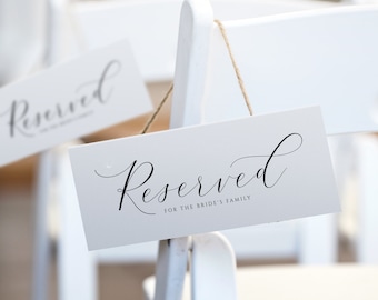 Luxury Wedding Reserved Sign Template (Tent 4x9.25) | Splendid Calligraphy | EDITABLE COLOR | Edit Online in Templett | Download PDF Print