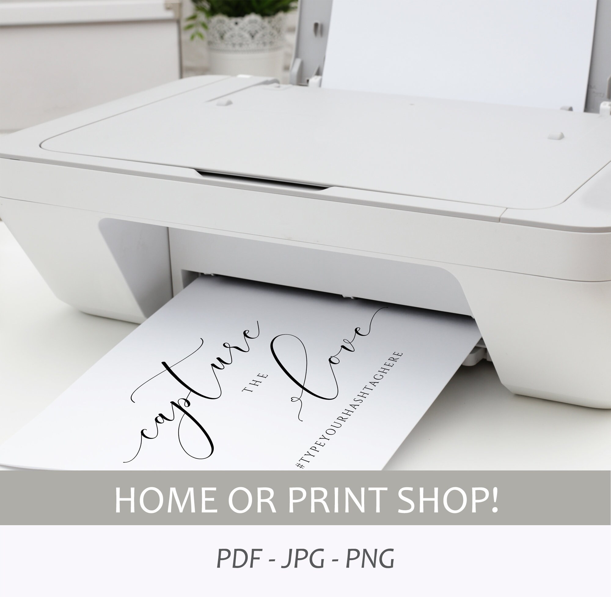 Wedding Hashtag Sign Template: Editable Calligraphy (PDF) - Etsy