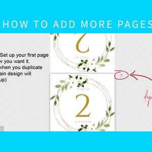 Wedding Table Numbers Template Geometric Greenery With Faux Gold Foil ...