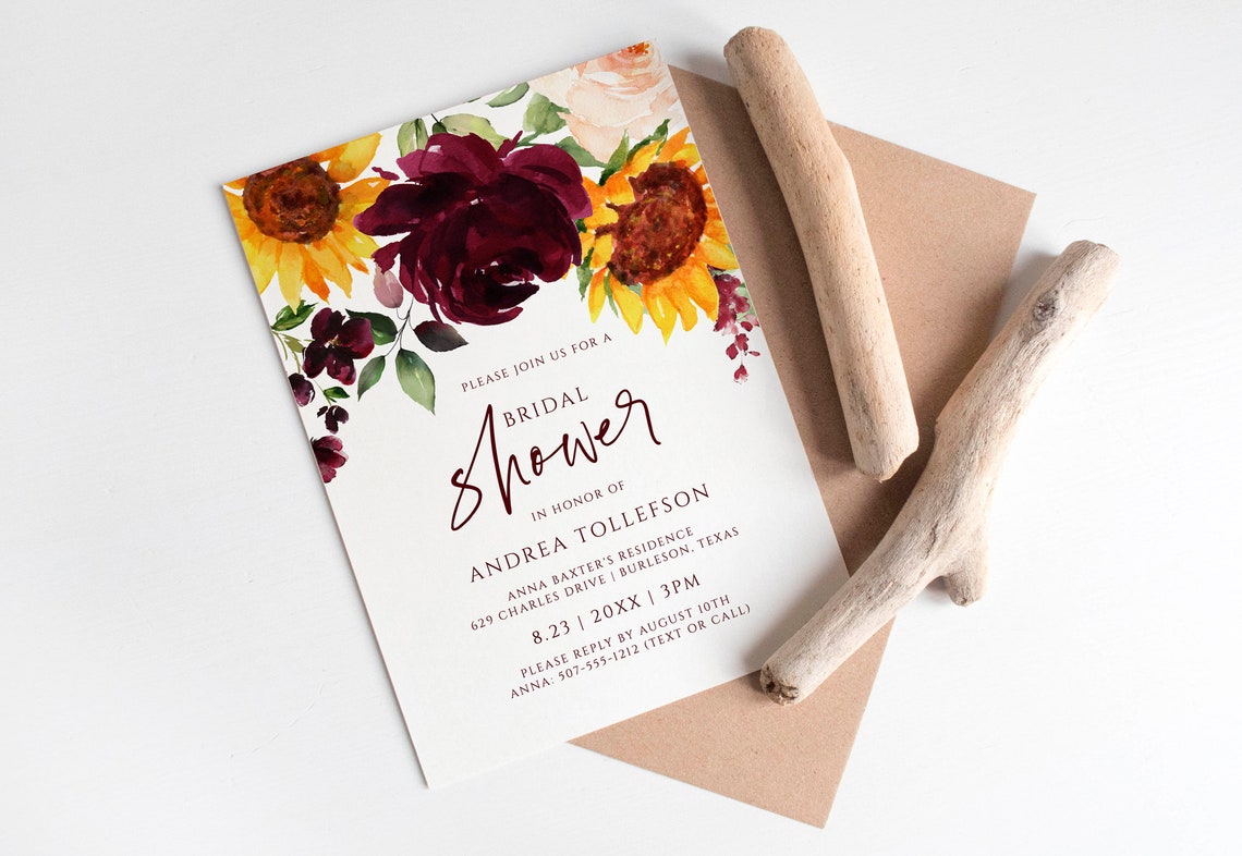 Fall Bridal Shower Invitation Template Fall Wedding Shower image 1