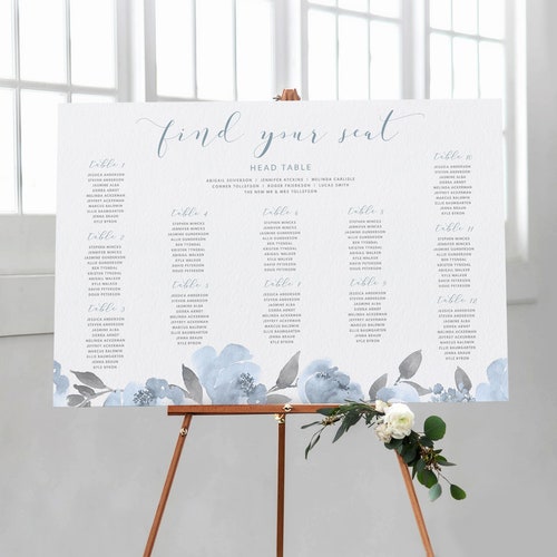 Table Number Seating Chart Template Poster 24 X 36 Wedding Etsy