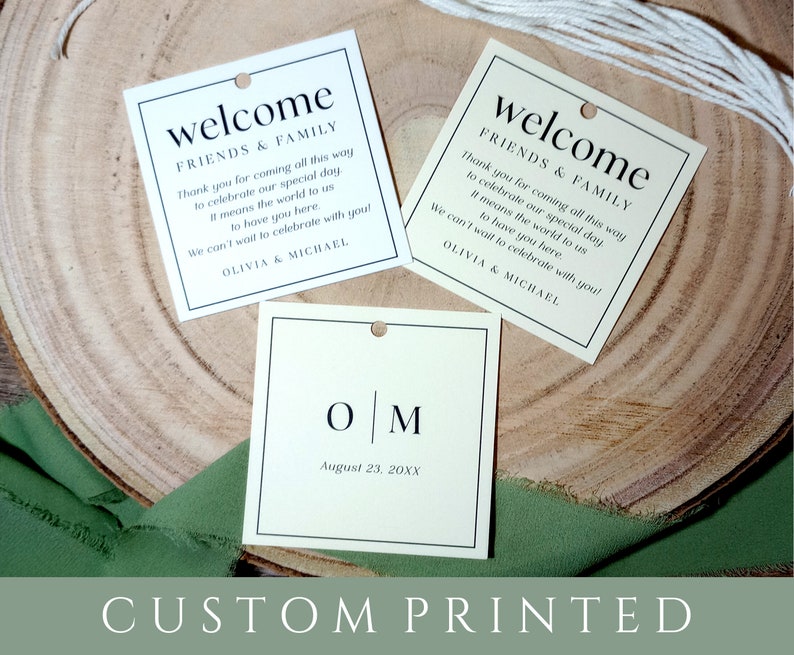 Hotel Welcome Bag Tags, Wedding Gift Bag Tag, Minimal Welcome Tag, Set of Printed Welcome Tags for Hotel Guests, Simple Elegant Tags image 4