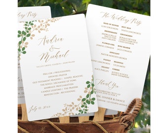 Wedding Program Fans | Editable Wedding Template | Simple Wedding Fans | Exquisite Vines | 5 x 7 - Editable Color Templett - Download PDF