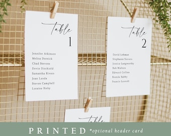 Modern Minimalist Wedding Seating Chart Cards: Custom Printed (4x6 or 5x7)