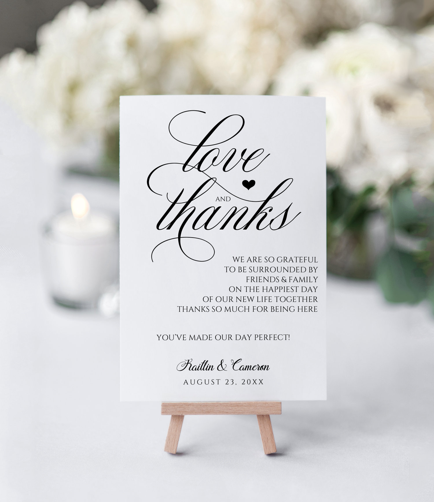 Wedding Thank You Cards Flat Thank You Card Template Etsy Uk