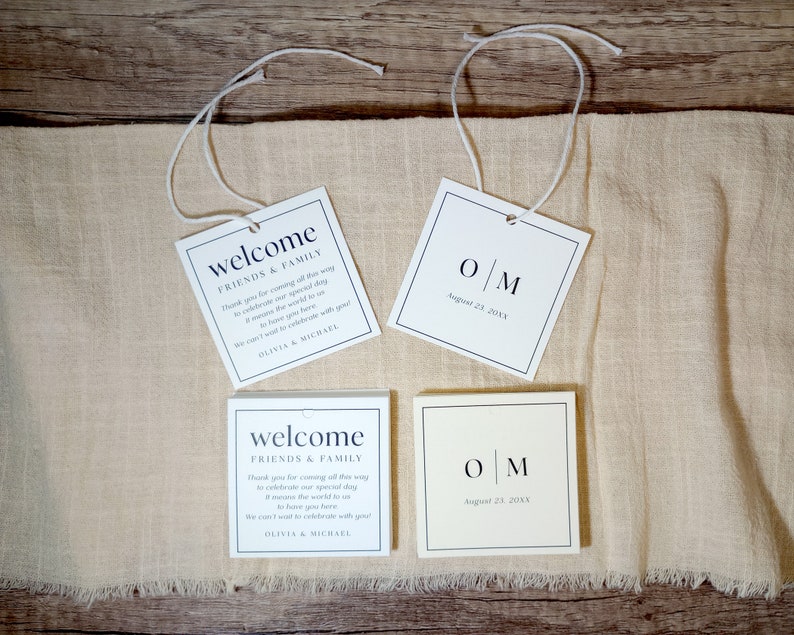 Hotel Welcome Bag Tags, Wedding Gift Bag Tag, Minimal Welcome Tag, Set of Printed Welcome Tags for Hotel Guests, Simple Elegant Tags image 8