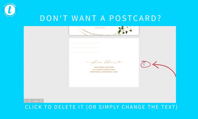 Wedding RSVP Card Template Geometric Greenery White Floral | Edit in your Browser Download /& Print Faux Gold Foil