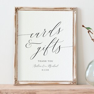 Editable Cards and Gifts Sign: Modern Calligraphy Wedding Decor (PDF)