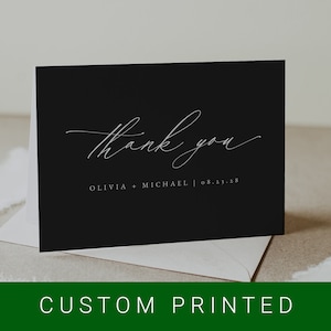 Personalized Wedding Thank You Cards: Elegant Black & White, Vintage Script