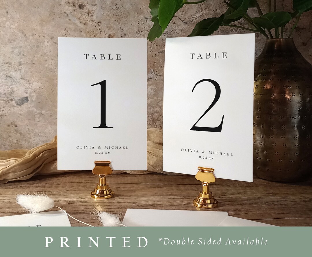 PRINTED Table Numbers Table Cards Wedding Table Card Double Sided Table