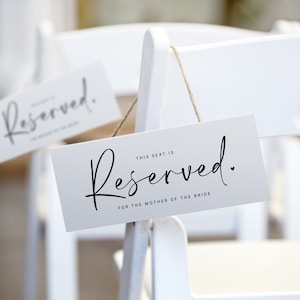 Minimalist Reserved Sign: Wedding Chair or Table Decor (Download PDF)