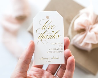 Royal Calligraphy Thank You Tags: Bridal Shower Favor Template (Download PDF)