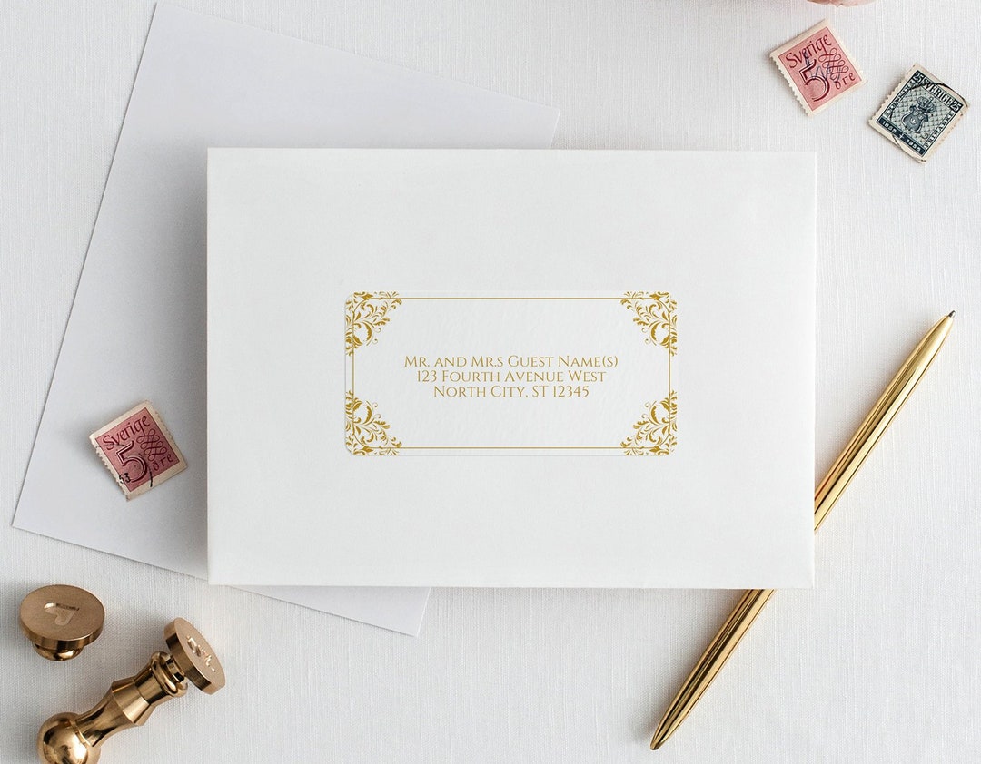 Printable Address Labels / Seals 4 X 2 Elegant Gold - Etsy