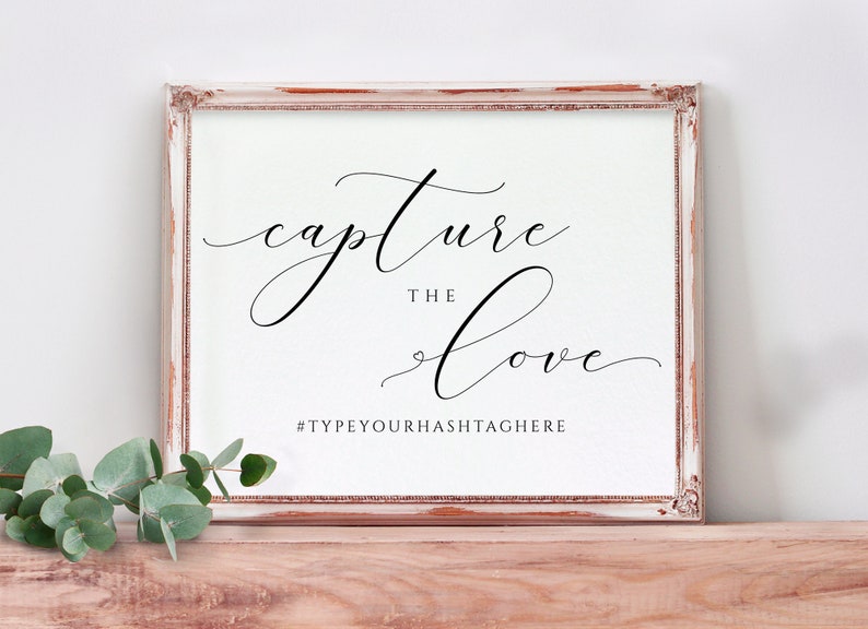 Wedding Hashtag Sign Template Editable Color Printable Etsy