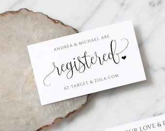 Bridal Shower or Wedding Registry Inserts Template / Enclosure Cards | EDITABLE COLOR Templett - Download as PDF| Rustic Calligraphy