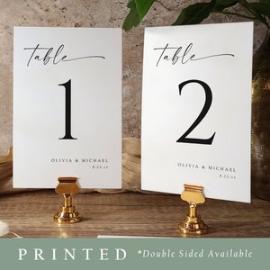 Modern minimalist handwriting wedding table number cards. Double sided printing available.