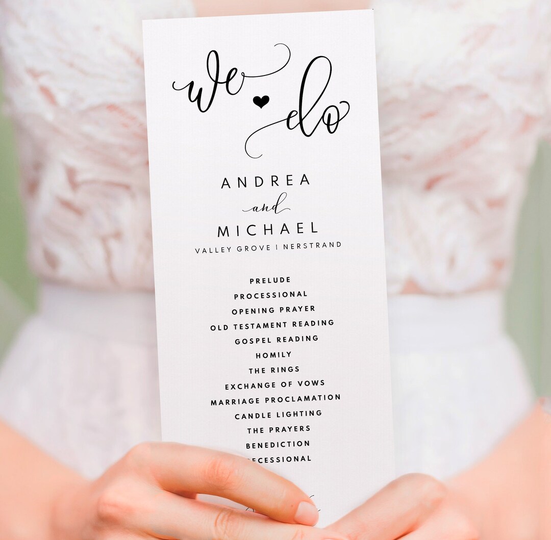 Fun & Modern Wedding Programs Template We Do Bounce Calligraphy Tall ...