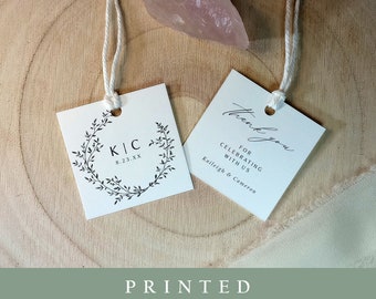 Custom Printed Vintage Botanical Wreath Wedding Favor Tags