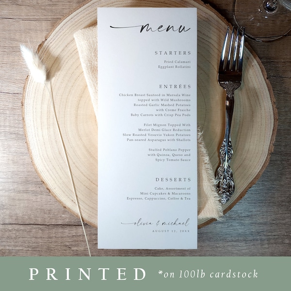 Wedding Menu Cards | Printed Wedding Menus | Modern Wedding Menus | Handwriting Wedding | Minimalist Wedding Menus | Printing for Menus