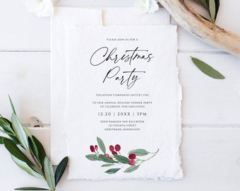 Editable Christmas Party Invitation Template: Holiday Ivy (Download PDF)