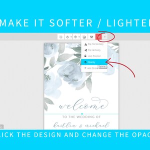 Wedding Welcome Sign Engagement Welcome Wedding Sign Template Edit Online in Templett Download PDF Soft Dusty Blue Watercolor zdjęcie 3