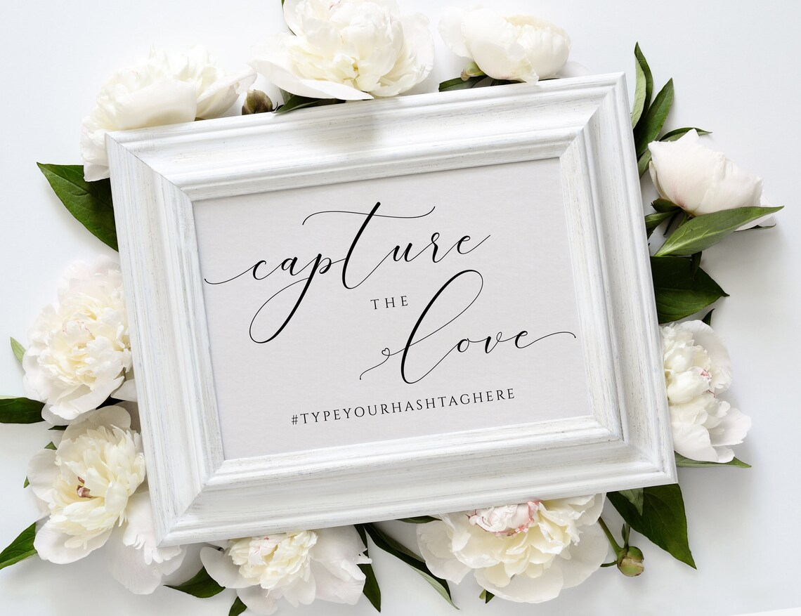 Wedding Hashtag Sign Template Editable Color Printable | Etsy
