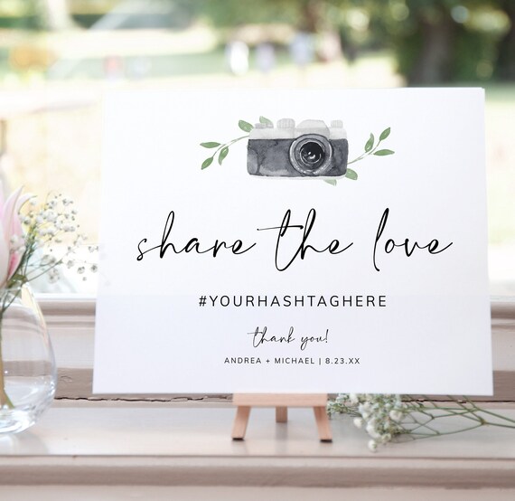 Wedding Hashtag Sign Printable Wedding Signs Watercolor - Etsy