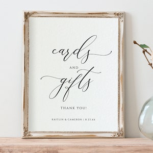 Printable Cards & Gifts Sign | Editable Color | Printable Wedding Signs | Splendid Calligraphy| Editable Templett - Download PDF 2 Sizes